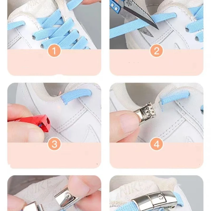 8MM 2023 Geen Stropdas Veters Druk Lock Schoenveters Zonder Stropdassen Elastische Veters Sneaker Kids Adult Verbrede Platte Schoenveter voor Schoenen