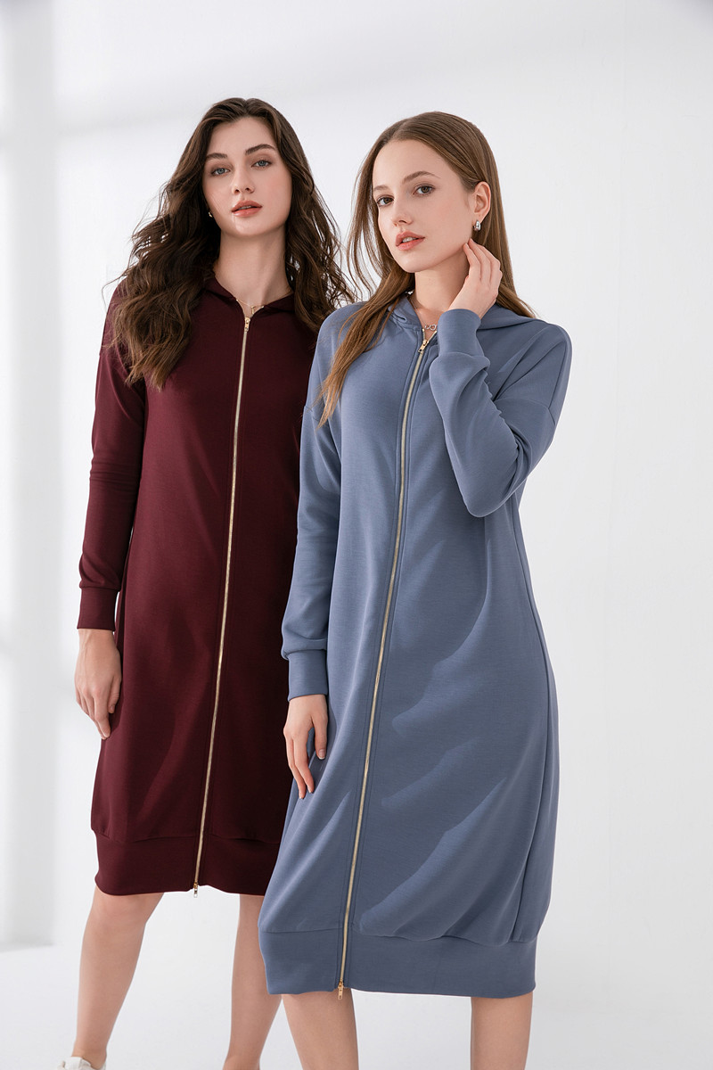AS 2024 sudaderas con capucha para mujer, vestido con cremallera, cubre la rodilla, estilo deportivo informal, ropa para mujer (envío en 1 día)