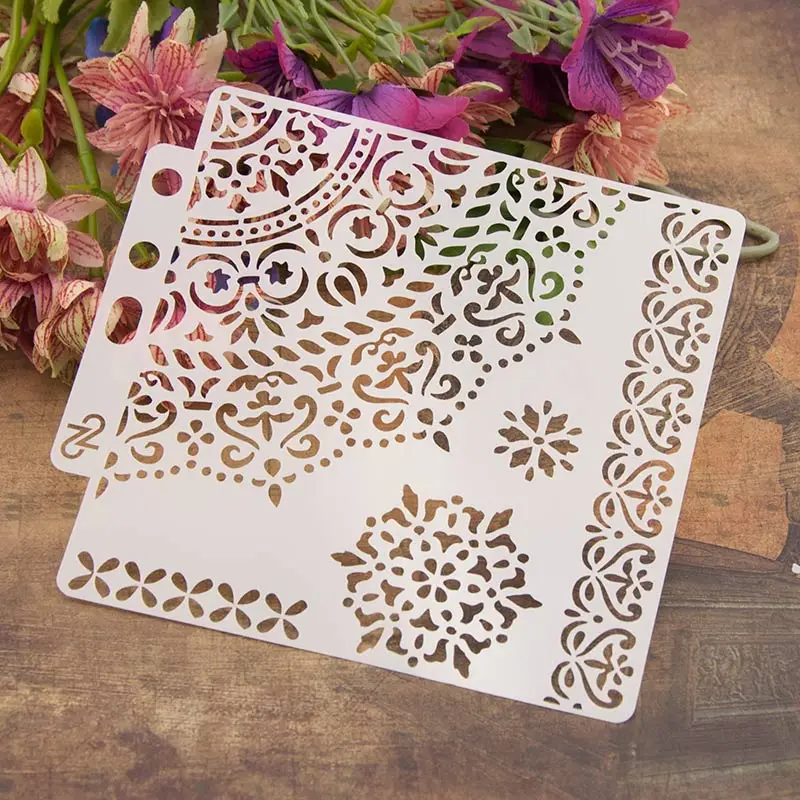 Mới 4 Cái/lốc 13Cm 5.1 "1/4 Vòng Tròn Edge Tự Làm Lớp Dựng Stencils Tranh Sổ Lưu Tô Màu Nổi Album Trang Trí Bản Mẫu