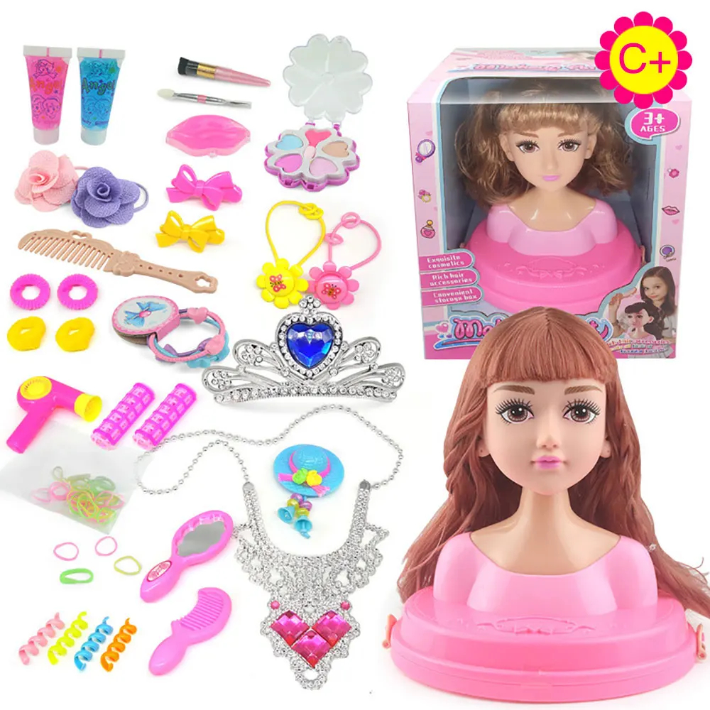 Puppen Styling Kopf Make-Up Kamm Haar Spielzeug Puppe Set Pretend Spielen Prinzessin Dressing Spielen Spielzeug für Kleine Mädchen Make-Up Lernen