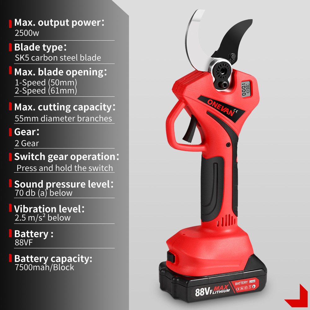 ONEVAN 55 มม.Brushless ไฟฟ้าเฉือนไร้สาย Trimmer กรรไกรผลไม้สวนบอนไซเครื่องตัดสําหรับ Makita 18V แบตเตอรี่