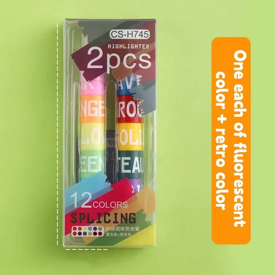 12 ชุดสี Splicing Solid Highlighters ปากกาสี Graffiti ปากกา Key Line Markers โรงเรียนอุปกรณ์สํานักงานเครื่องเขียน