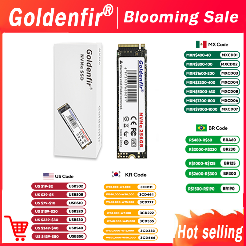 M2 ssd nvme 256gb golfir m.2 pcie 128gb 120gb 512gb 1t disco de estado sólido 2280 disco rígido interno para laptop desktop tlc/qlc