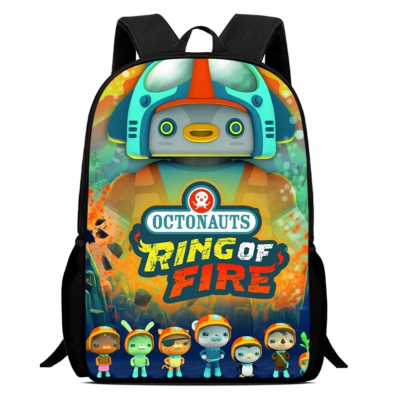 Popular O-Octonauts  Print Backpack Schoolbag Boys and Girls Backpack  Zipper Shoulders The Best Gift Camping Rucksack
