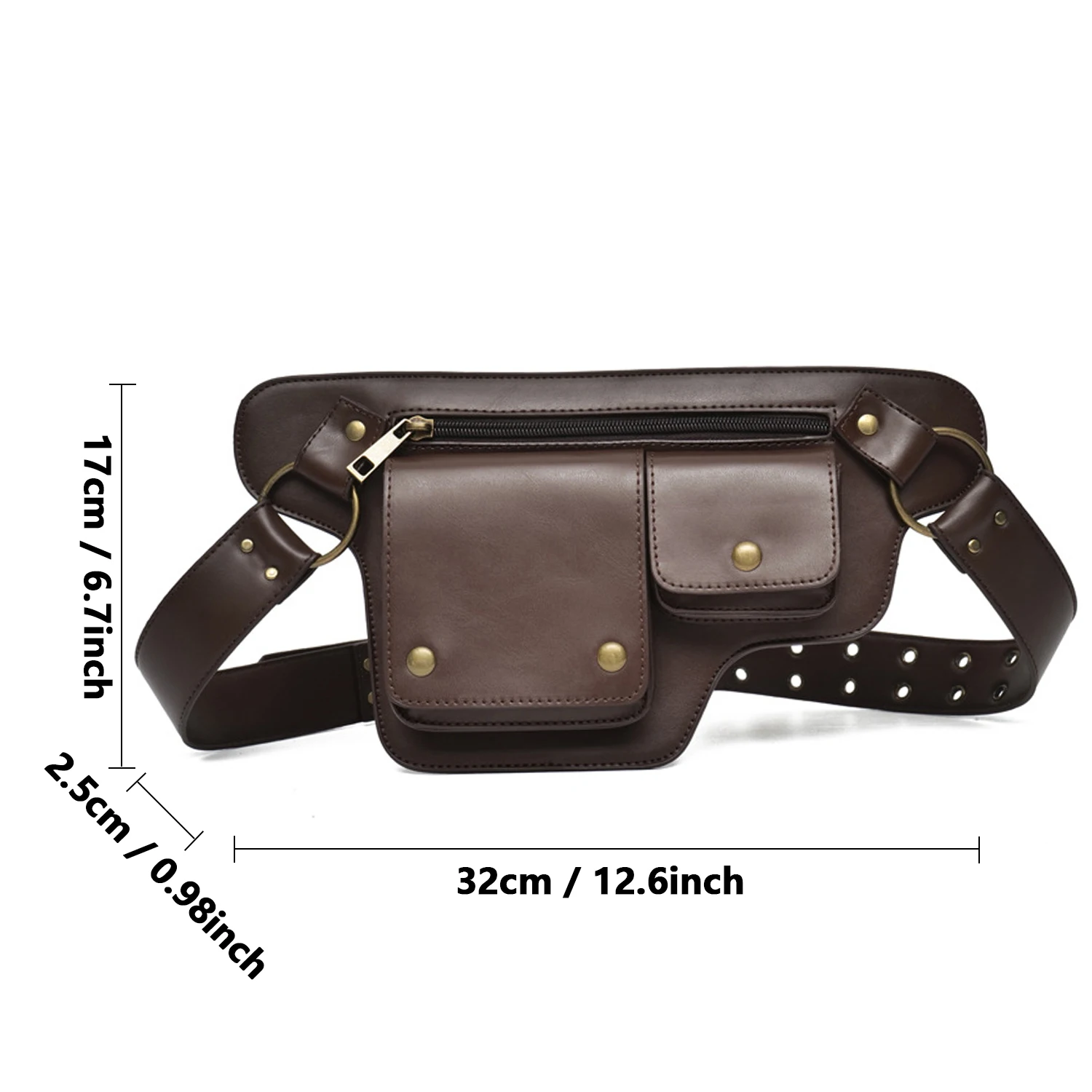 Riñonera de estilo Punk para motocicleta, bolsa de cinturón ajustable para deportes al aire libre, Retro, a la moda