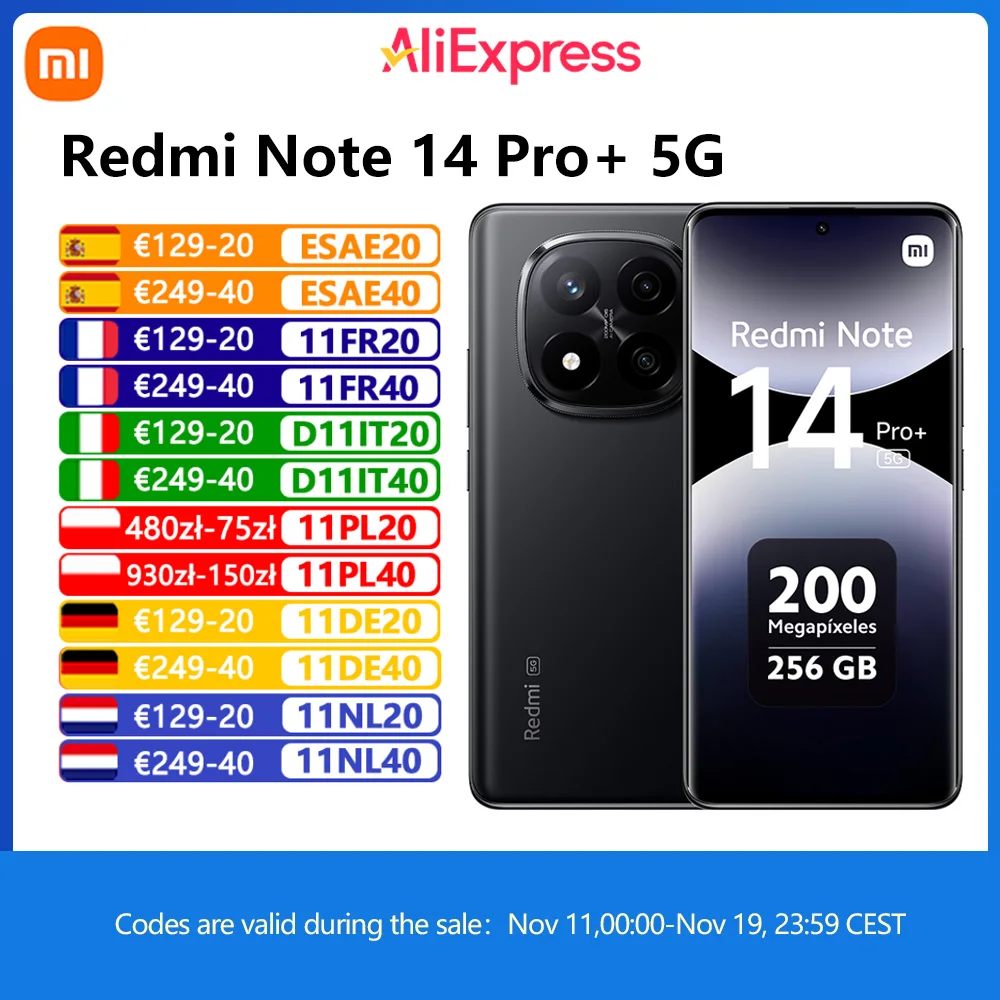 Xiaomi Redmi Note 14 Pro Plus NFC 5G Snapdragon®Display AMOLED com Câmera 200MP, 7S Gen, 1.5K, 5110mAh Bateria, 3,6, 67",Carregador não incluído