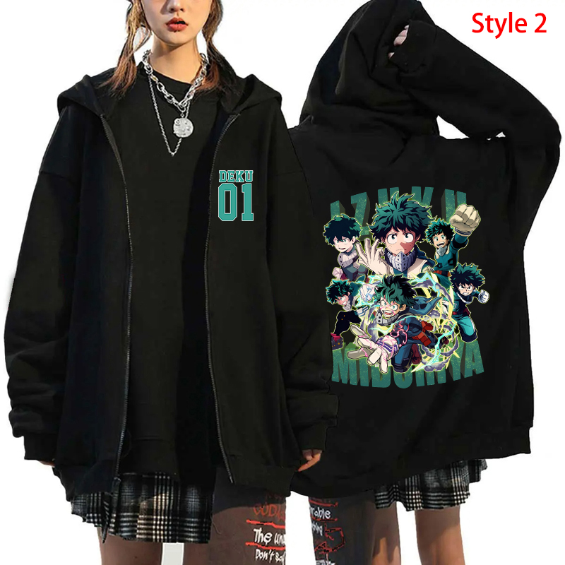 Nuevo Anime Deku Bakugou Katsuki Todoroki Shoto estampado cremallera sudadera moda mujeres hombres Otoño e Invierno abrigo suelto de manga larga