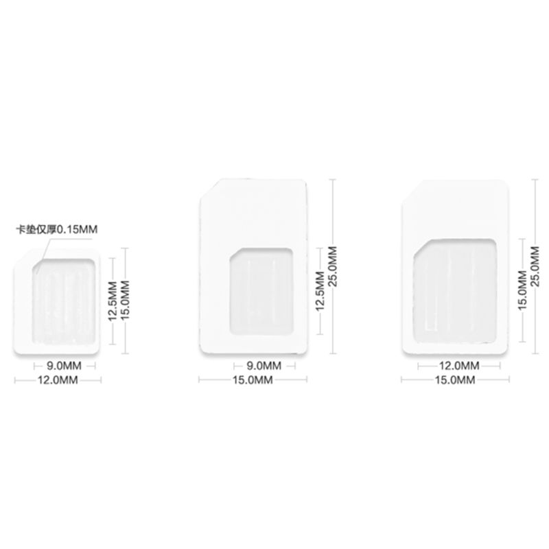 4-in-1-Micro-Nano-SIM-Karten-Adapter-Anschluss. Konvertieren Sie die Nano-SIM-Karte in einen Micro-Standard-Adapter für iPhone 5 Huawei Xiaomi Samsung