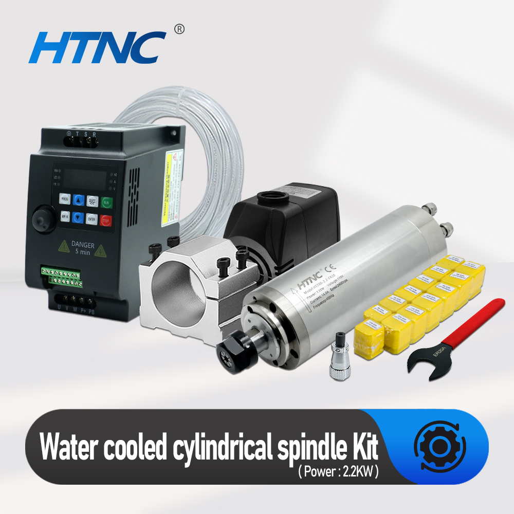 2200 Вт Шпиндельный двигатель с ЧПУ 220 В ER20 2.2 кВт круглый шпиндель водяного охлаждения об/мин + кВт VFD Гц + водяной насос + кронштейн 80 мм