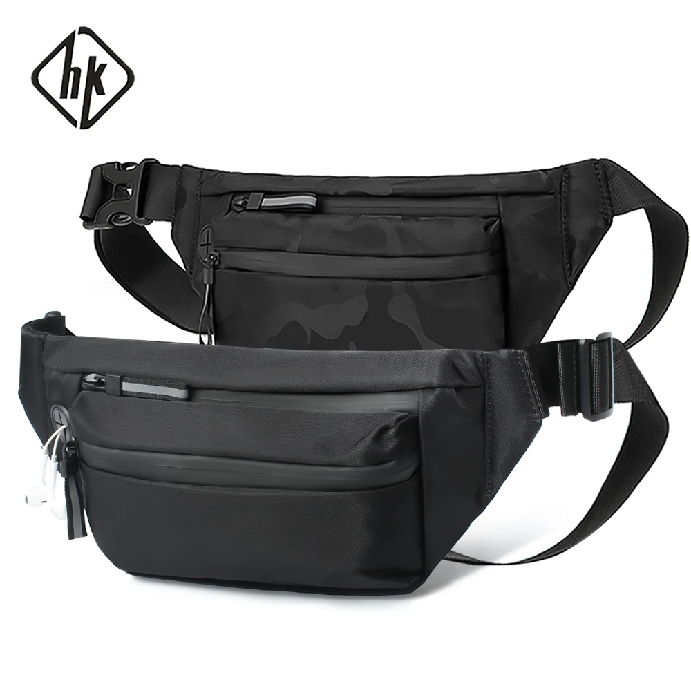 HcanKcan-Bolsa de cintura casual para homens e mulheres, bolsa de cinto grande, bolsa para celular e dinheiro, bolsa crossbody