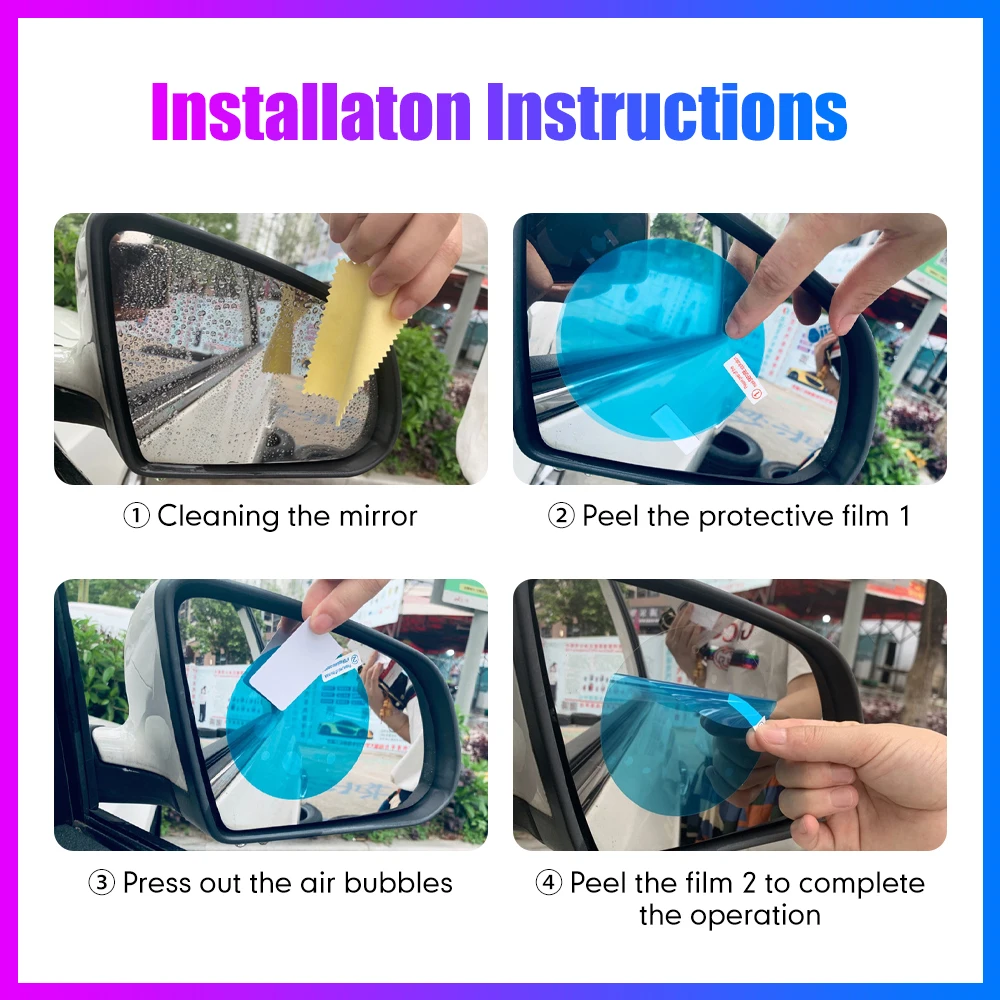 Bộ 2 Gương Chiếu Hậu Ô Tô Màng Bảo Vệ Kính Ô Cửa Sổ Trong Suốt Bộ Phim Chống Lóa Mắt Chống Nước Chống Sương Mù Dán Xe Hơi