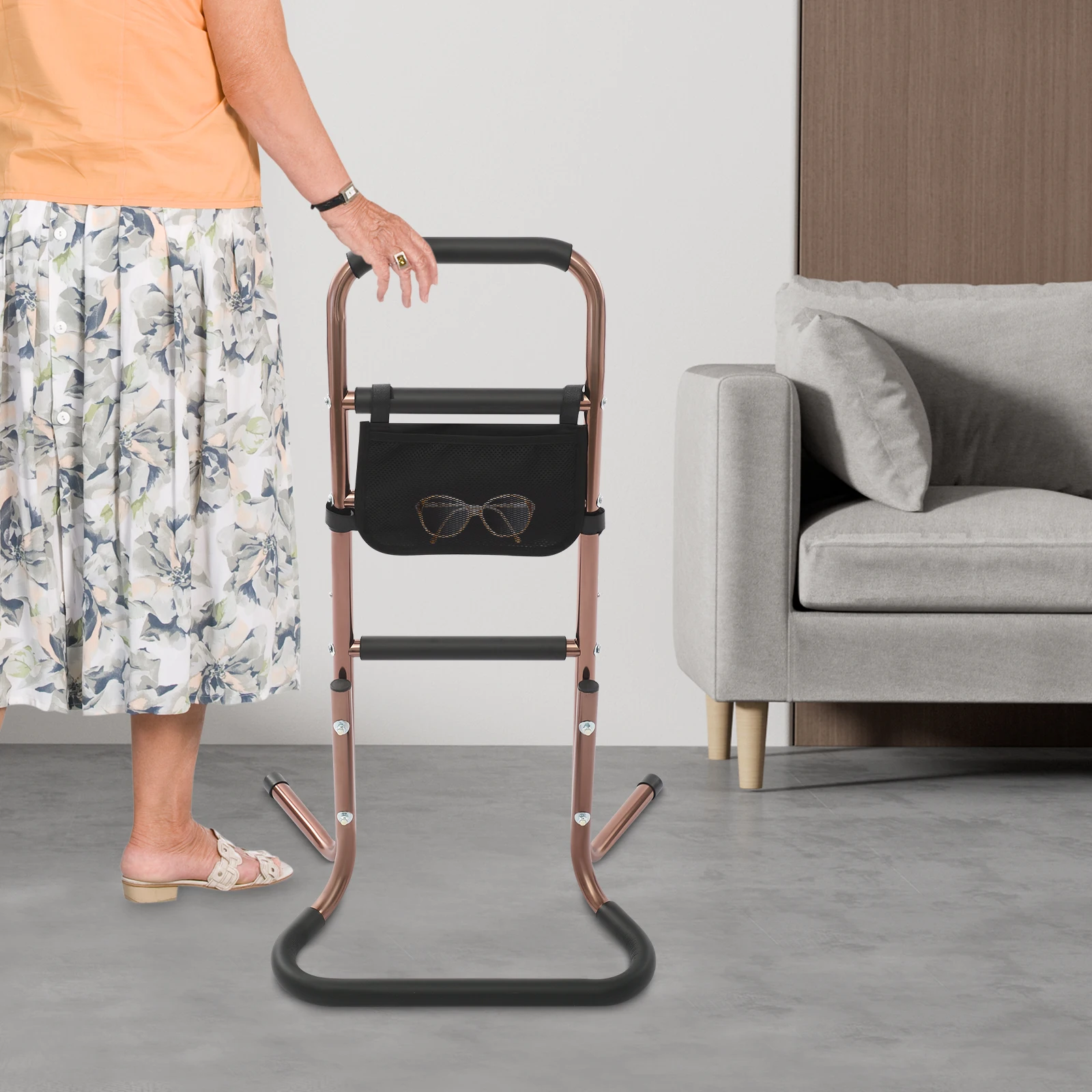 300 lbs stahulpmiddel 4 verstelbare aluminiumlegering/PU staande helper ouderen thuisgebruik duurzaam stabiel ergonomisch comfortabel