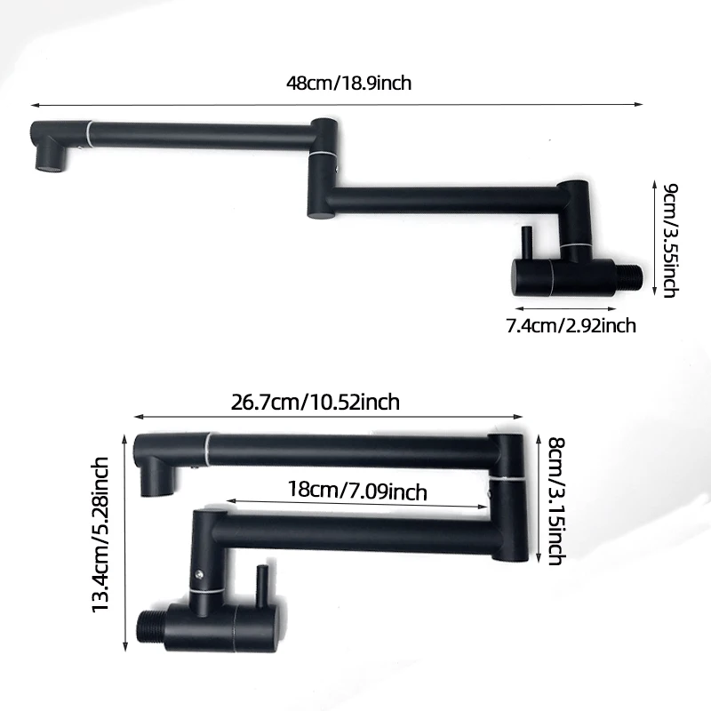 Baokemo Folding into the Wall Faucet 304 Stainless Steel Universal Rotation Faucet Kitchen Concealed Single Cold Faucet