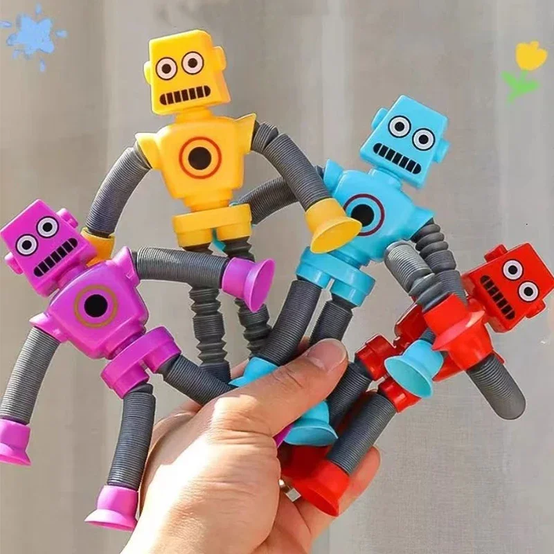 ใหม่ Telescopic หุ่นยนต์เด็ก Fidget ของเล่นการ์ตูนตลกยีราฟเด็กดูดถ้วยของเล่น DIY ปริศนาความเครียดบรรเทาของเล่นเด็ก