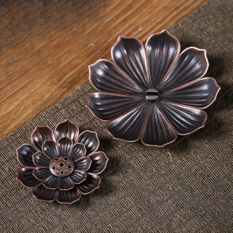 Suporte de bastão de incenso 3 em 1, liga de linha de lótus, queimador de incenso, yoga, sálvia, base de bobina de sândalo, artesanato de bronze, decoração de casa, presente de natal
