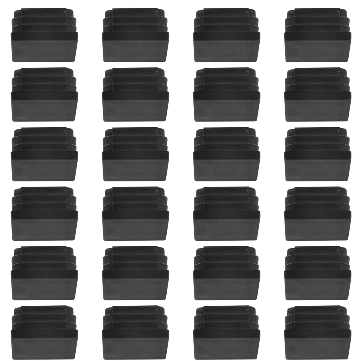 24 ชิ้น 30 มิลลิเมตร x 30 มิลลิเมตรพลาสติก Ribbed Square End Caps หลอดแทรกสีดํา