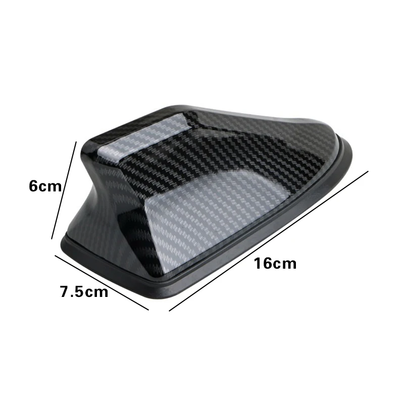 16cm universal de fibra carbono olhar teto do carro montagem superior barbatana tubarão antena aérea toppers rádio automático am fm antena amplificador sinal