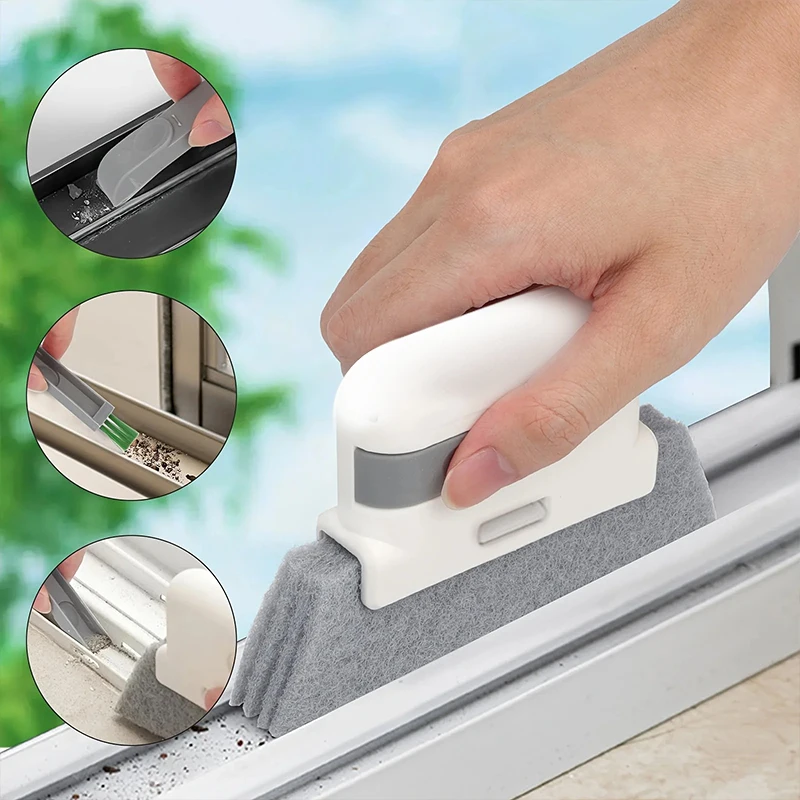 Cepillo de limpieza de ventanas, ranura para alféizar de ventana, gabinete Deadend, cepillo para grietas, herramientas de limpieza multifuncionales extraíbles para el hogar