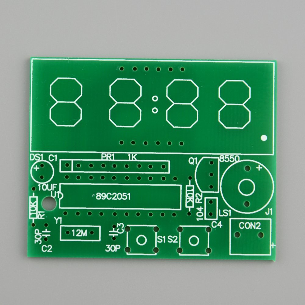Diymore Digital LED Electronic Clock DIY Kits PCB Practice Learning Board AT89C2051 and Components DC 9V - 12V (4 Bits Digital)