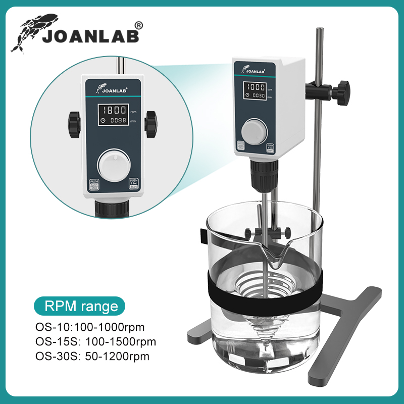 JOANLAB-Misturador de líquidos com display digital, agitador elétrico, agitador, altura ajustável, equipamento de laboratório, 20L, 1500rpm, 110V, 220V