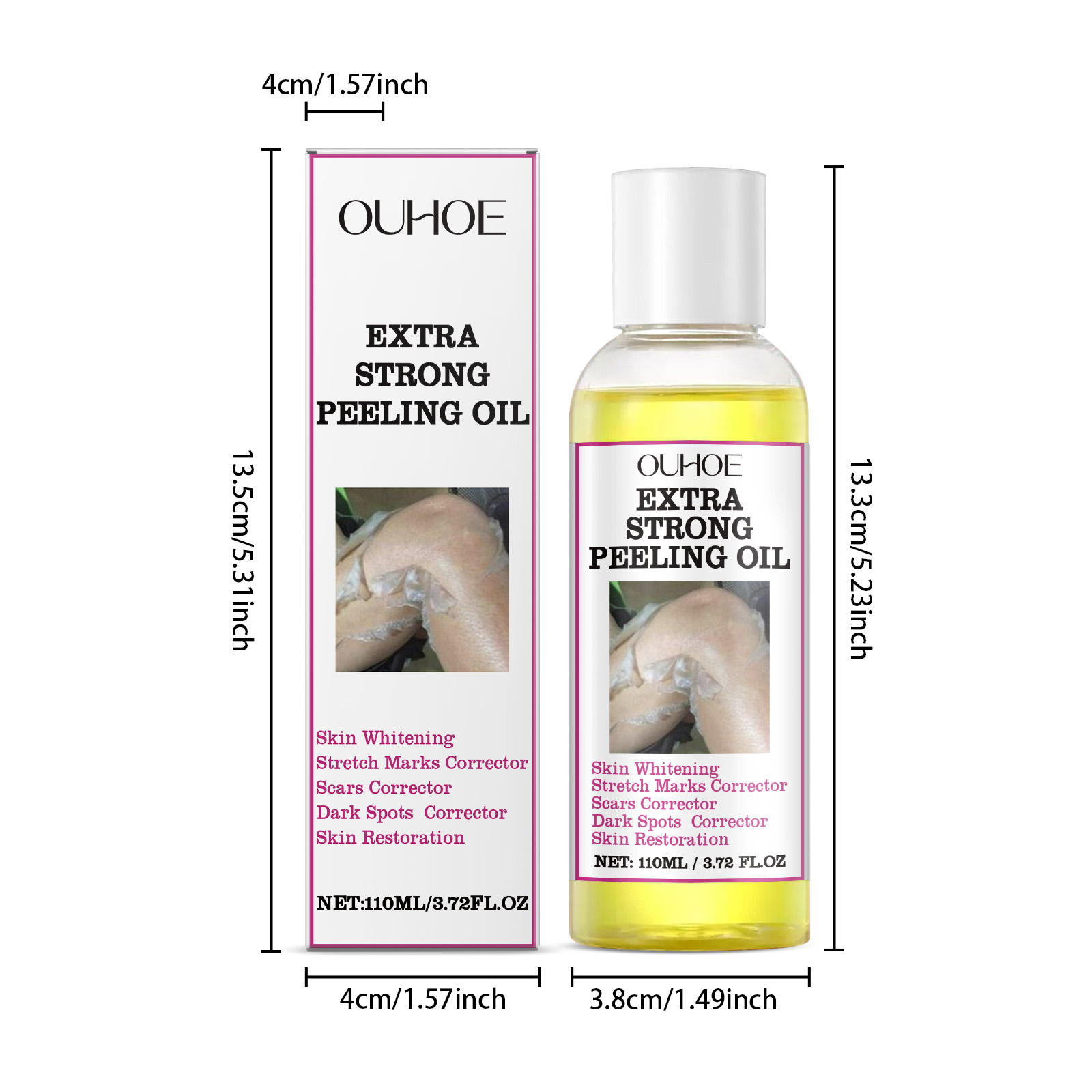 Olio esfoliante per la pelle gialla per la pelle del corpo Idratante Nutriente Schiarente Rassodante Idratante Massaggio e Olio per la cura della bellezza 110ml