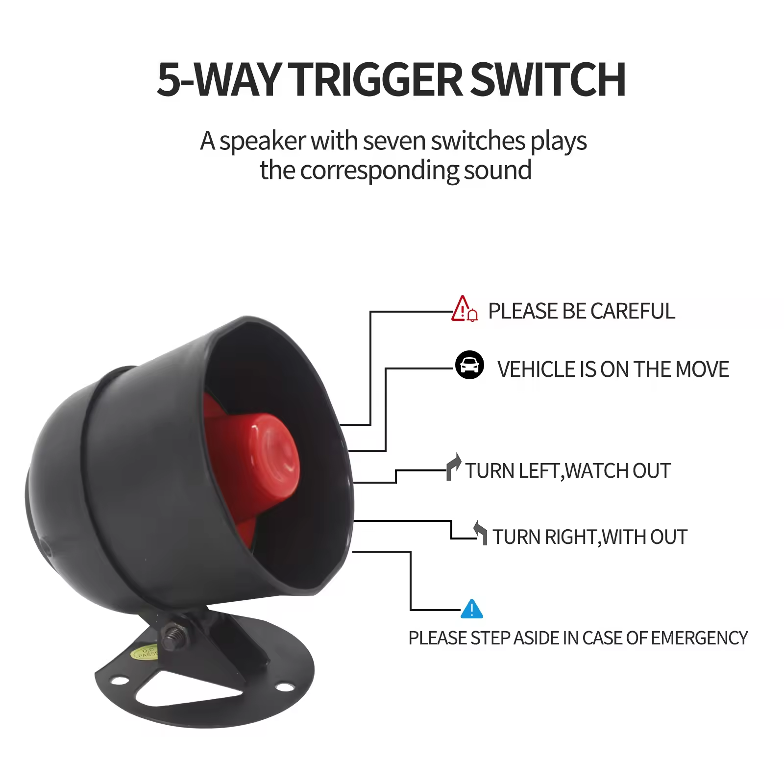 Geluidsalarm Sirene Luidspreker 9-35V 10W Aan/uit-schakelaar Trigger USB costom stemluidspreker voor beveiligingswaarschuwing voor openbaar gebruik (rood)