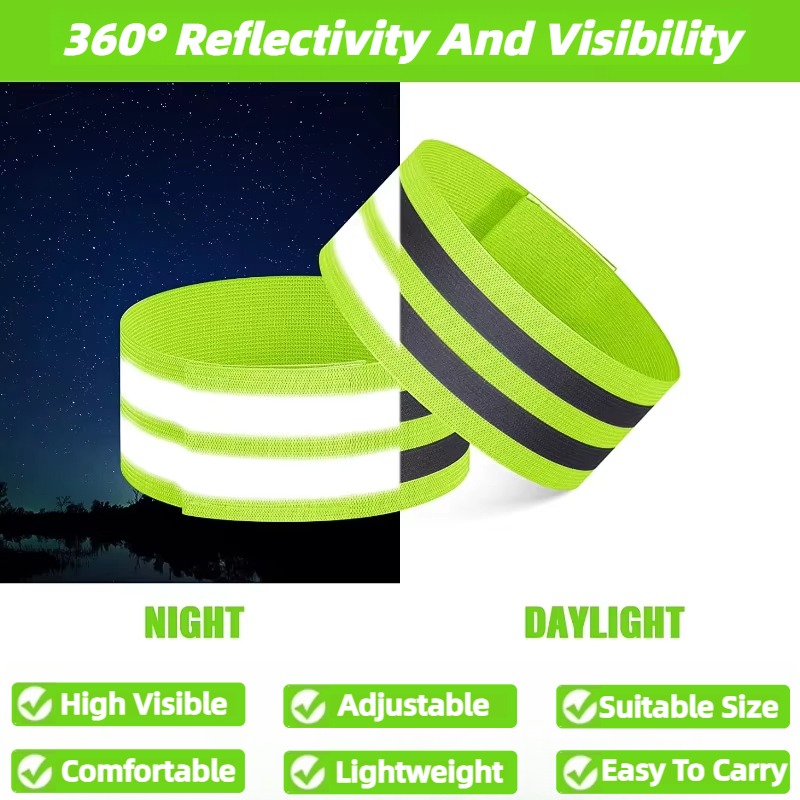 Safety Reflector Tape Bands For Wrist Arm Ankle Leg High Visibility Reflect Straps Night Walking Cycling Running Reflective