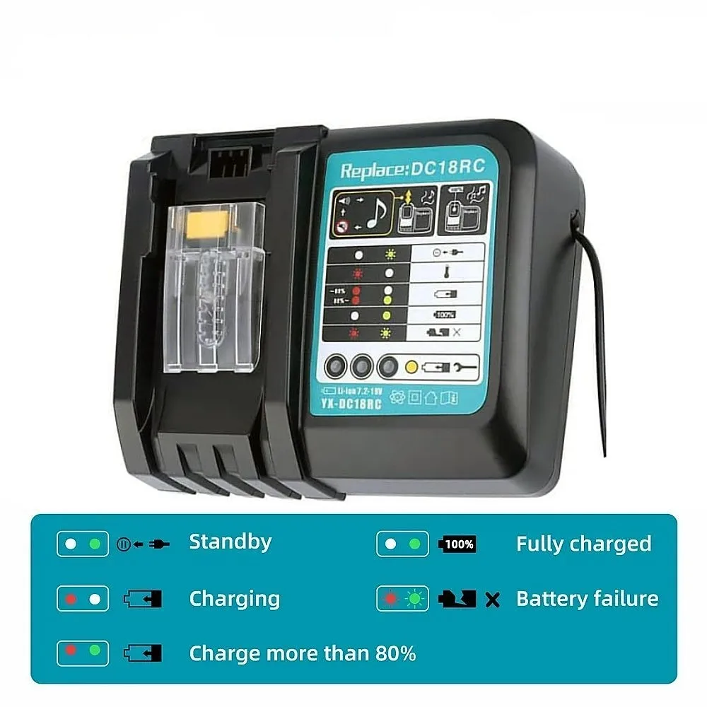 DC18RC Voor Makita 18V Boor Acculader 3A Li-Ion Oplader voor Makita 14.4V 18V LXT BL1815 BL1860 BL1430 BL1450