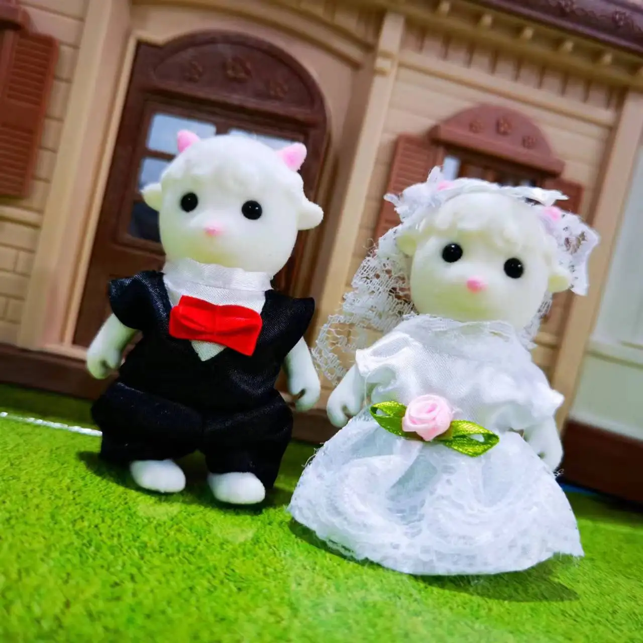 부활절 토끼 가족 숲 동물 1:12 스케일 인형 집 미니어처 Accessorie 토끼 곰 순록 소녀 선물을위한 놀이 척