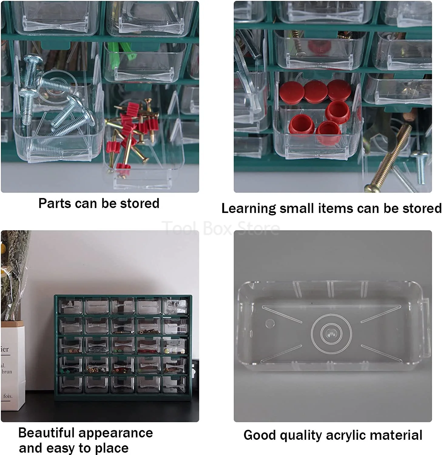 25 Multi-grid Parts Box Tool Drawer Organizer Wall-mounted Screw Classification Component Box Tool Case Hardware Storage Toolbox