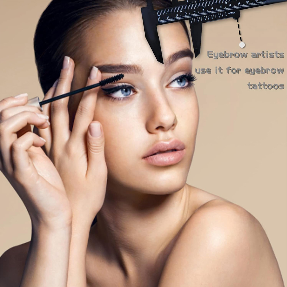 150 mm Augenbrauen-Messlineal, Brow Mapping, Messschieber, doppelte Skala, Kunststoff-Lineal für Augenbrauen, Tätowierung, Augenbrauen-Make-up-Werkzeug