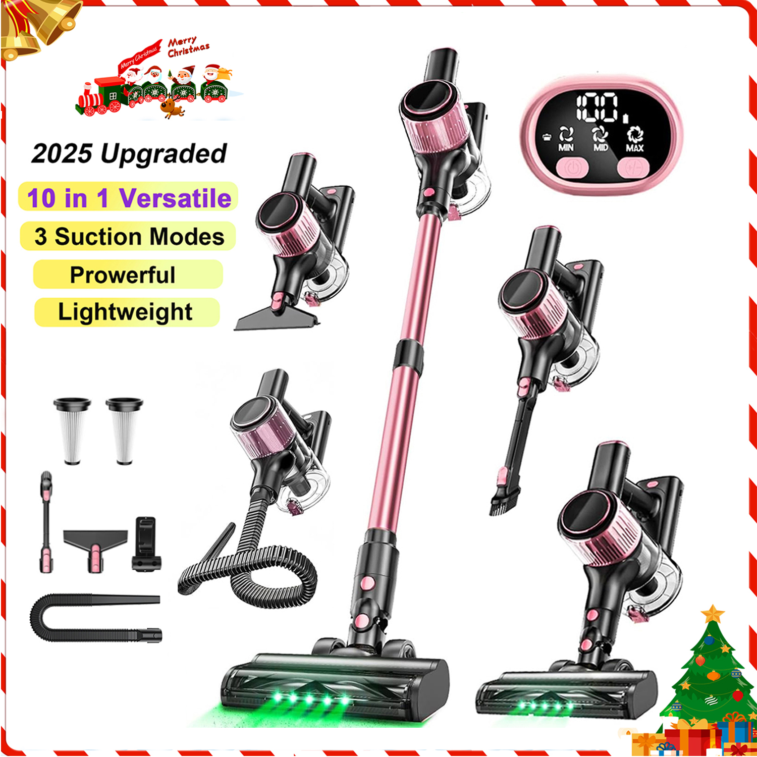 Cordless Vacuum Cleaner, 40Kpa/500W/45min 10 in 1 Powerful Stick Vacuum Cleaner for Home Pet Hair/Hard Floor/Carpet