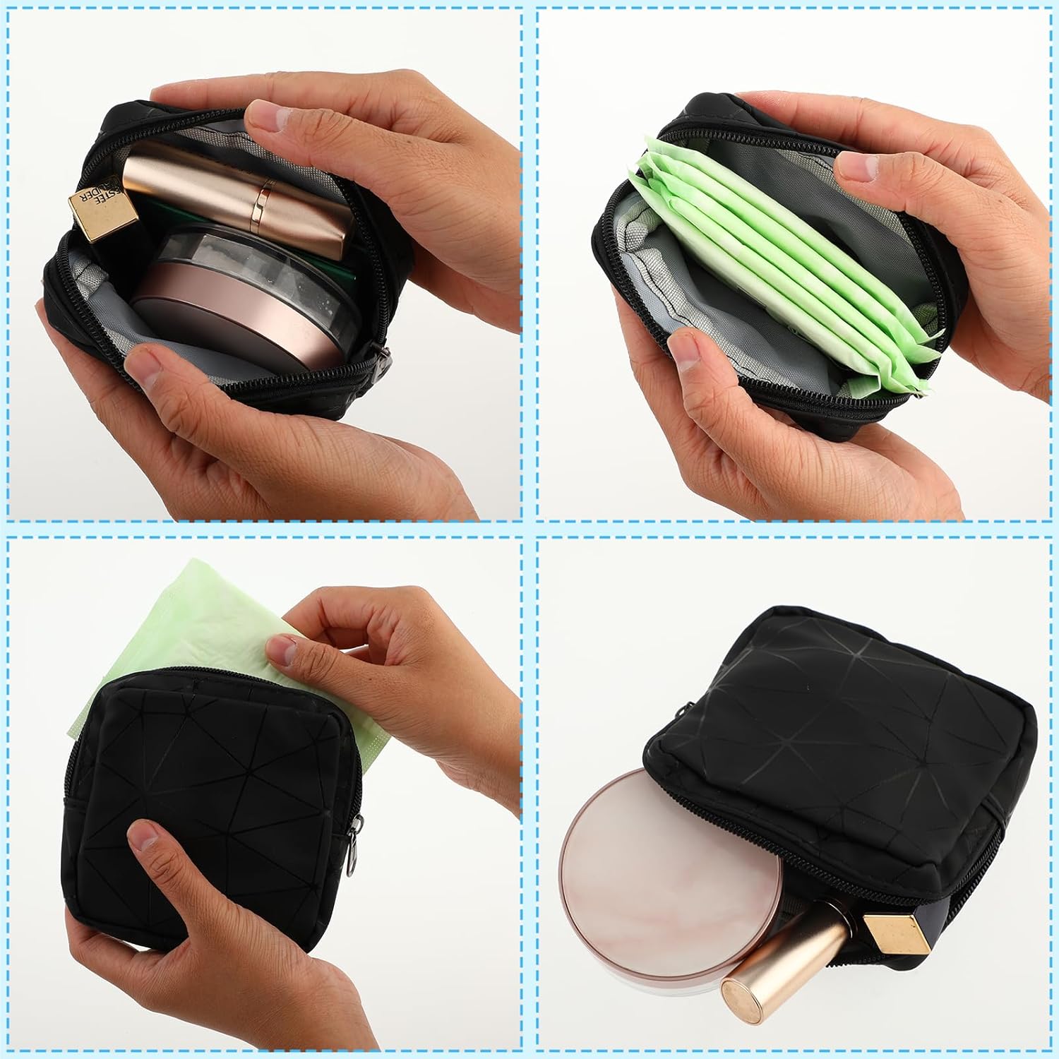 Mini bolsa portátil para almacenar pañuelos sanitarios, impermeable, a prueba de polvo, protección de privacidad, bolsa mensual esencial de viaje