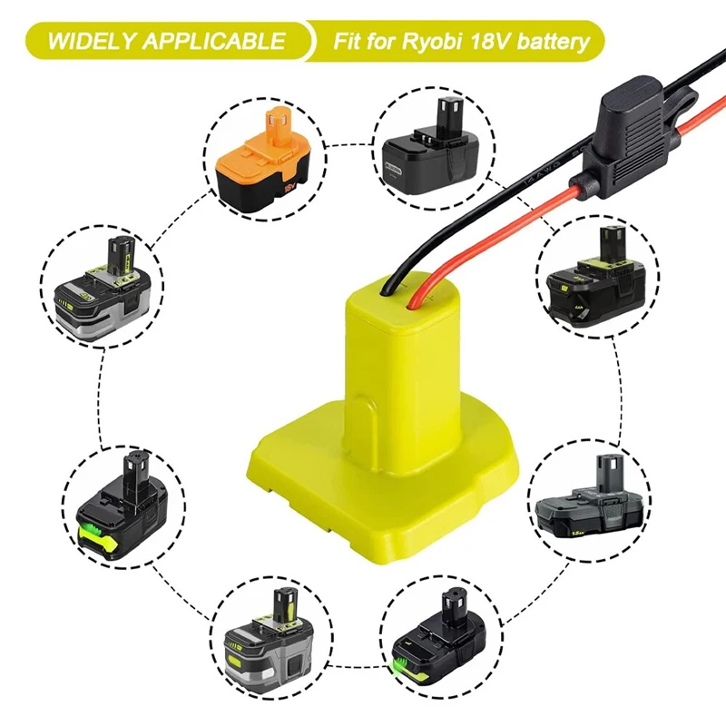 Power Wheel Adapter for Ryobi 18V Battery with Fuse DIY Battery Adapter Power Connector for Ryobi 18V Nimh/Nicd/Li-ion Battery