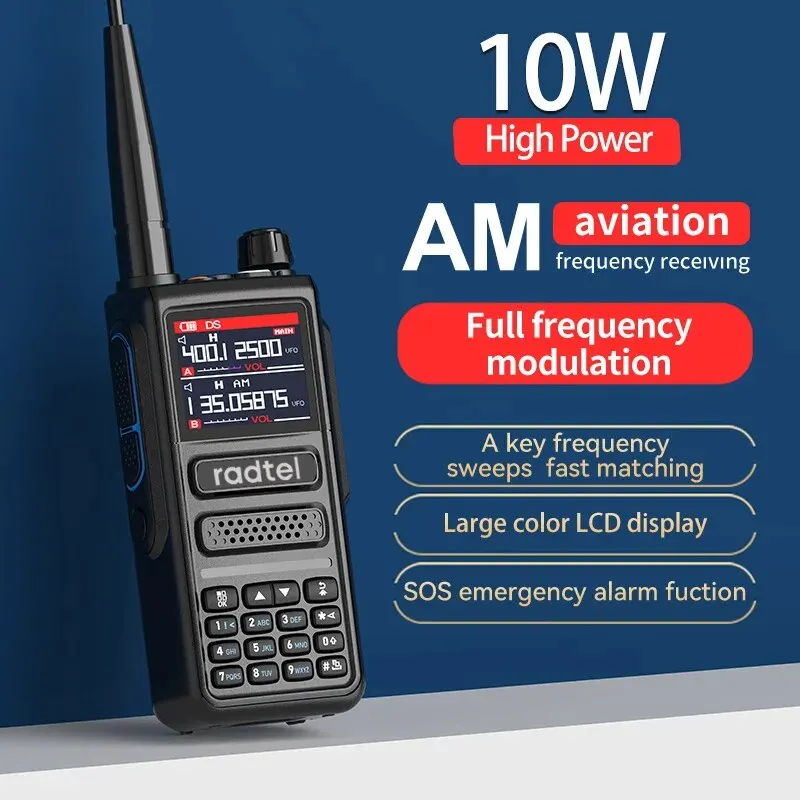 Radtel RT-470 6 bands amateur ham zwei weg radio station 256ch 10w air band walkie talkie noaa lcd farbe polizei scanner luftfahrt
