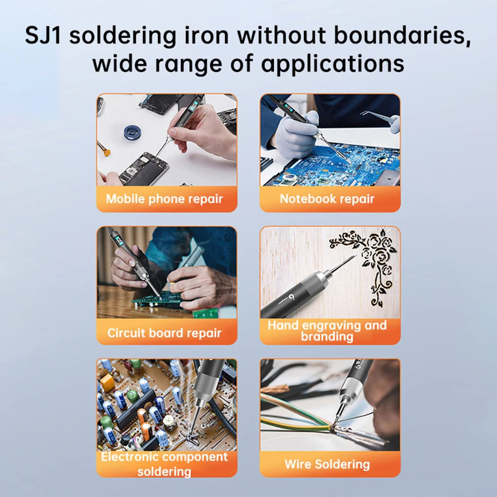 SJ1 Soldering Iron Adjustable Temperature 100W Fast Heat Portable Digital Smart Electric Welding Station Kit Type-C/DC 5-20V