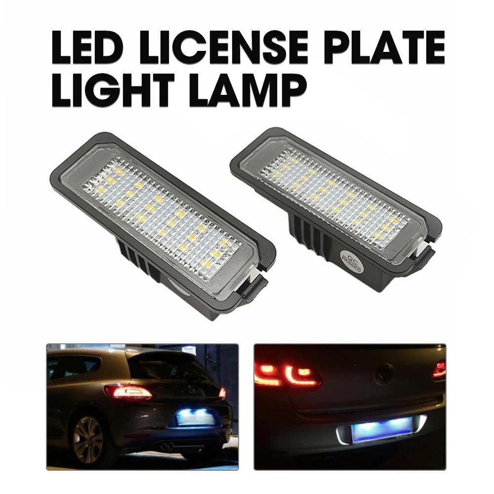 2 pçs número lâmpada de luz da placa sem erro led branco para vw golf mk5 mk6 mk7 passat polo cc eos