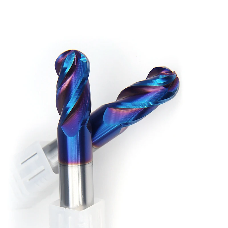 HRC65 4 ขลุ่ย Ball End Mill ทังสเตนคาร์ไบด์เครื่องตัด CNC Router Bit Milling CUTTER เครื่องมือ R0.5 6 มม.8 มม.10-20 มม.สําหรับโลหะเหล็ก