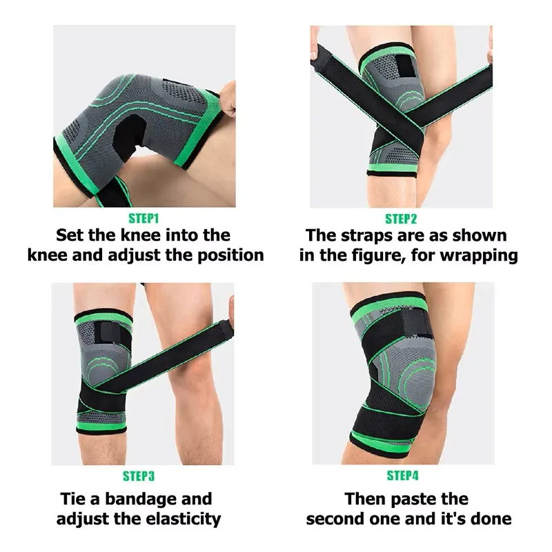 Knee Compression Sleeve with Adjustable Straps for Running Working Out and Sports Wearing Hiking Soccer Basketball Running Sport