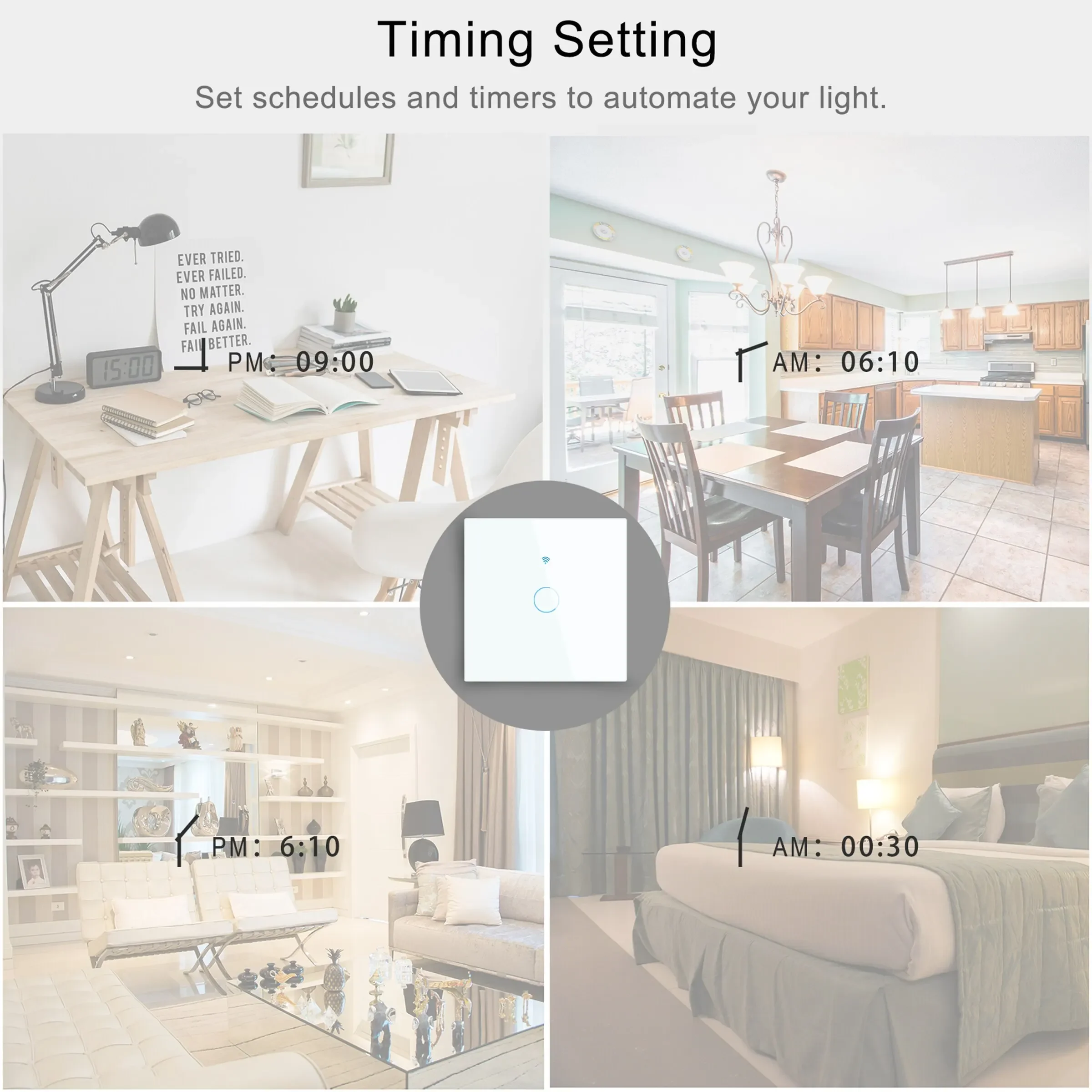 Interruptor inteligente UE/EE. UU. Alexa RF433 sin Control Tuya neutro funciona con Google 1/2/3 Gang Smart Life Home Light WiFi interruptores táctiles