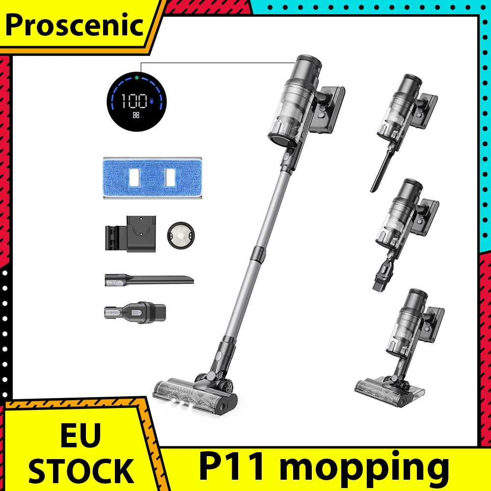 Pro scenic p11 Wischen Akku-Staubsauger 35kpa Absaugung 0,65 l Mülleimer 5-stufiges Filtersystem 2000mah abnehmbare Batterie