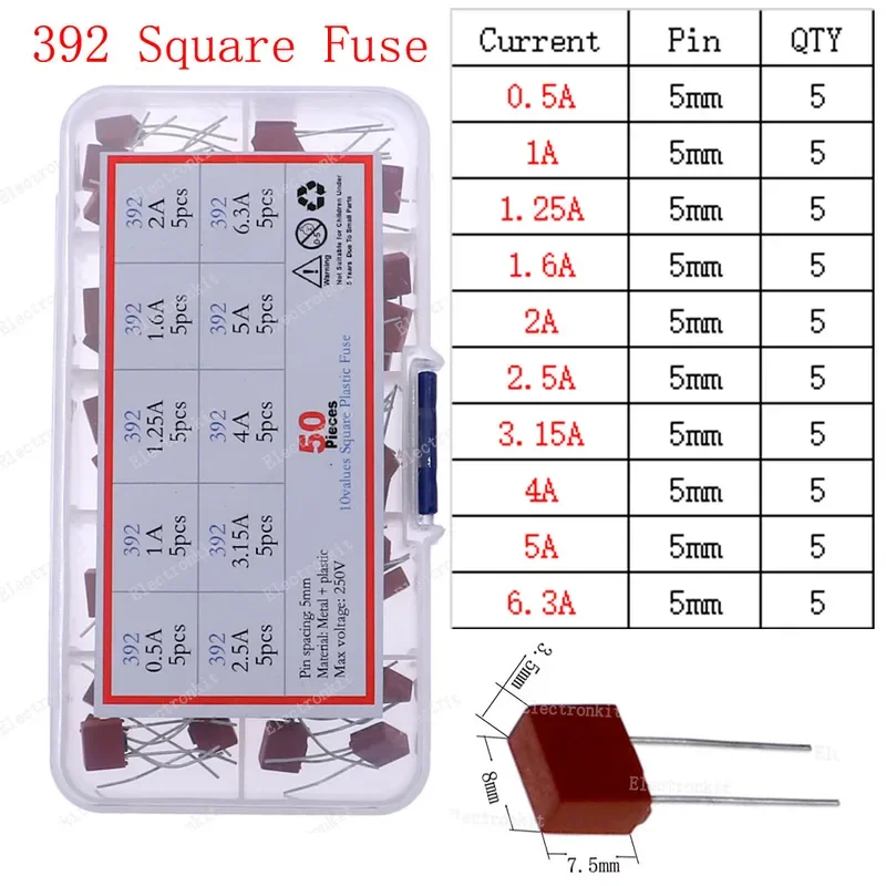 5x20 5x25 6x30 3.6x10 มม.ช้า Fast Blow แก้วเซรามิคฟิวส์สายไฟผสมชุด 0.1A0.2A0.5A1A2A3.15A4A5A6.3A8A10A15A16A20A30A