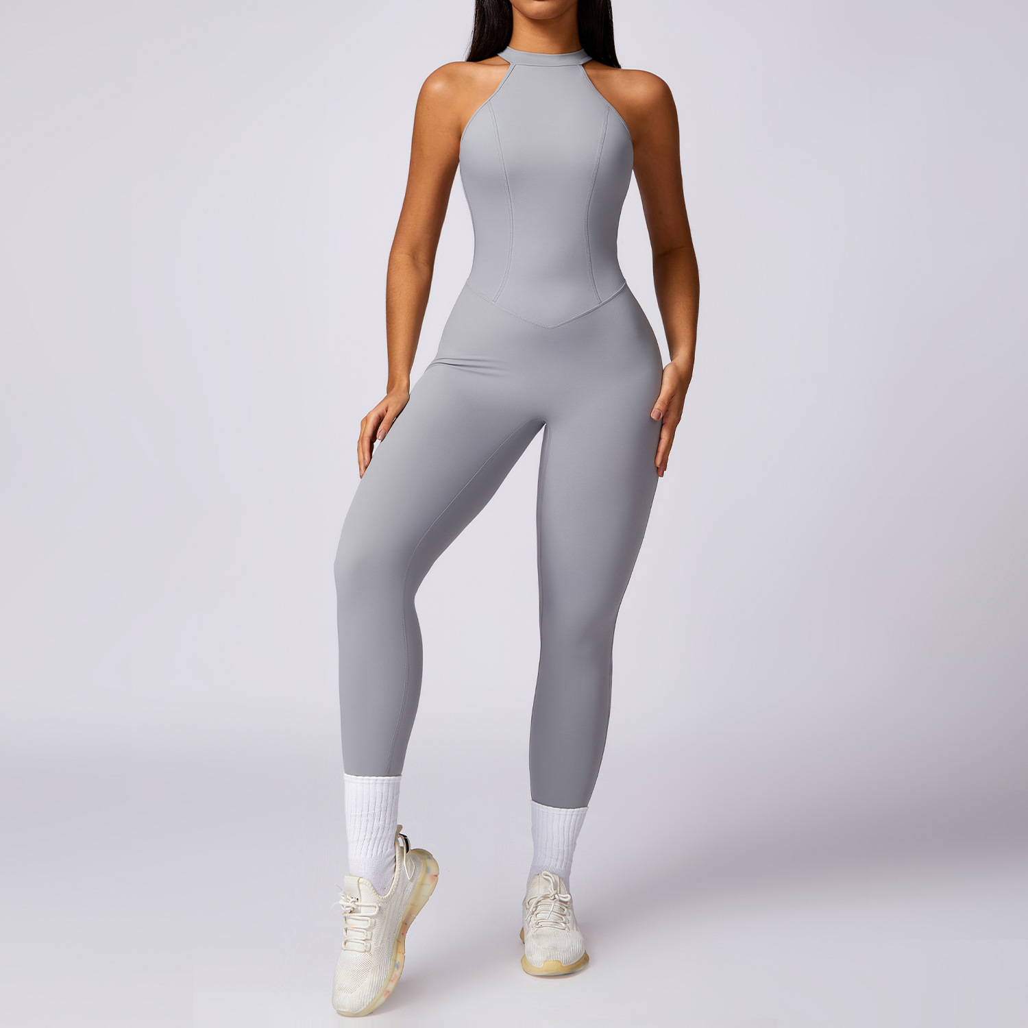 Mono con espalda en V para mujer, monos deportivos con espalda descubierta, peleles femeninos, ropa de Yoga de secado rápido, traje de una pieza sin mangas para entrenamiento de mujer