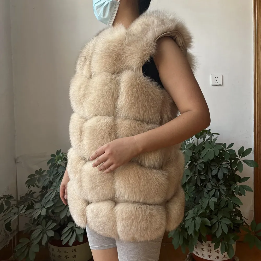 2023 neue Damen Winter Echtpelz Mantel hochwertige Natur fuchs Pelz Weste Mode Pelzmantel Jacke Weste Echt leder Mantel