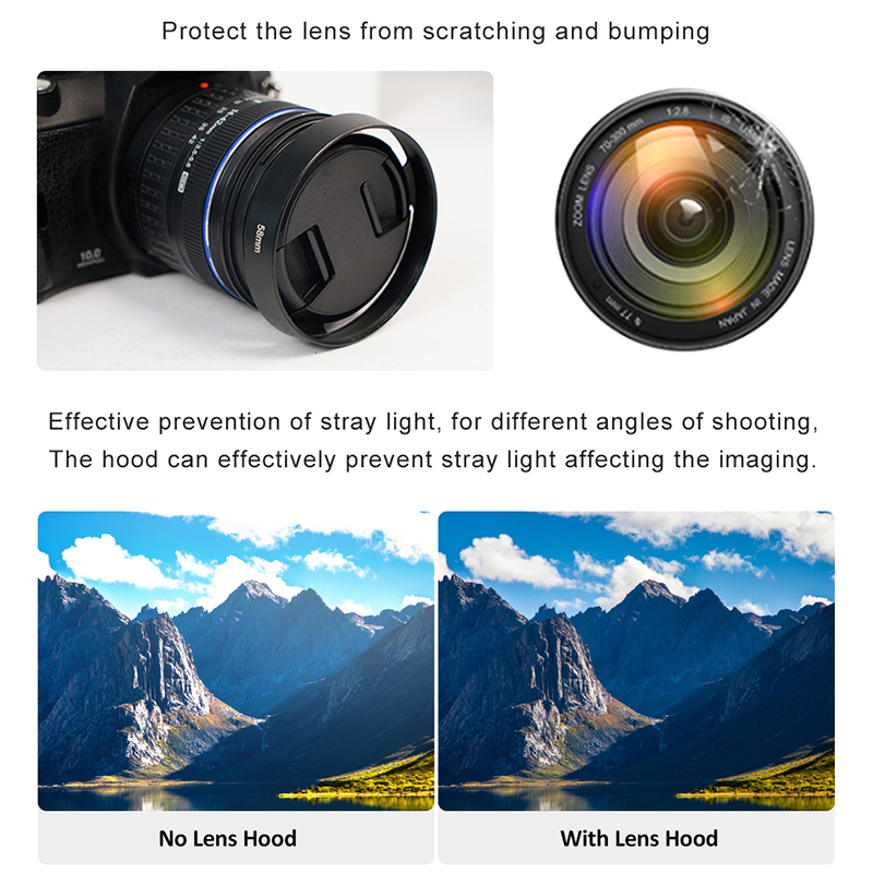 37/39/40.5/43/46/49/52/55/58/62 ミリメートル金属中空カメラレンズフード富士ニコンペンタックスソニーオリンパスキヤノン中空レンズフード