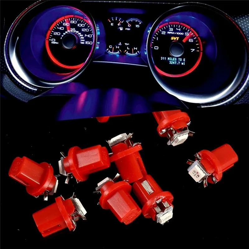 10 Uds T5 B8.5d luz LED para salpicadero de coche luces de velocidad bombilla accesorios de lámpara Interior de coche lámparas de interruptor lateral de tablero 12V