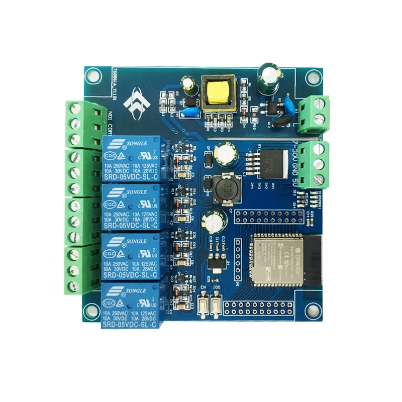 บอร์ดพัฒนา ESP32-WROOM โมดูลรีเลย์4ทาง ESP32แหล่งจ่ายไฟ ac/dc ผ่าน WiFi บลูทูธ BLE