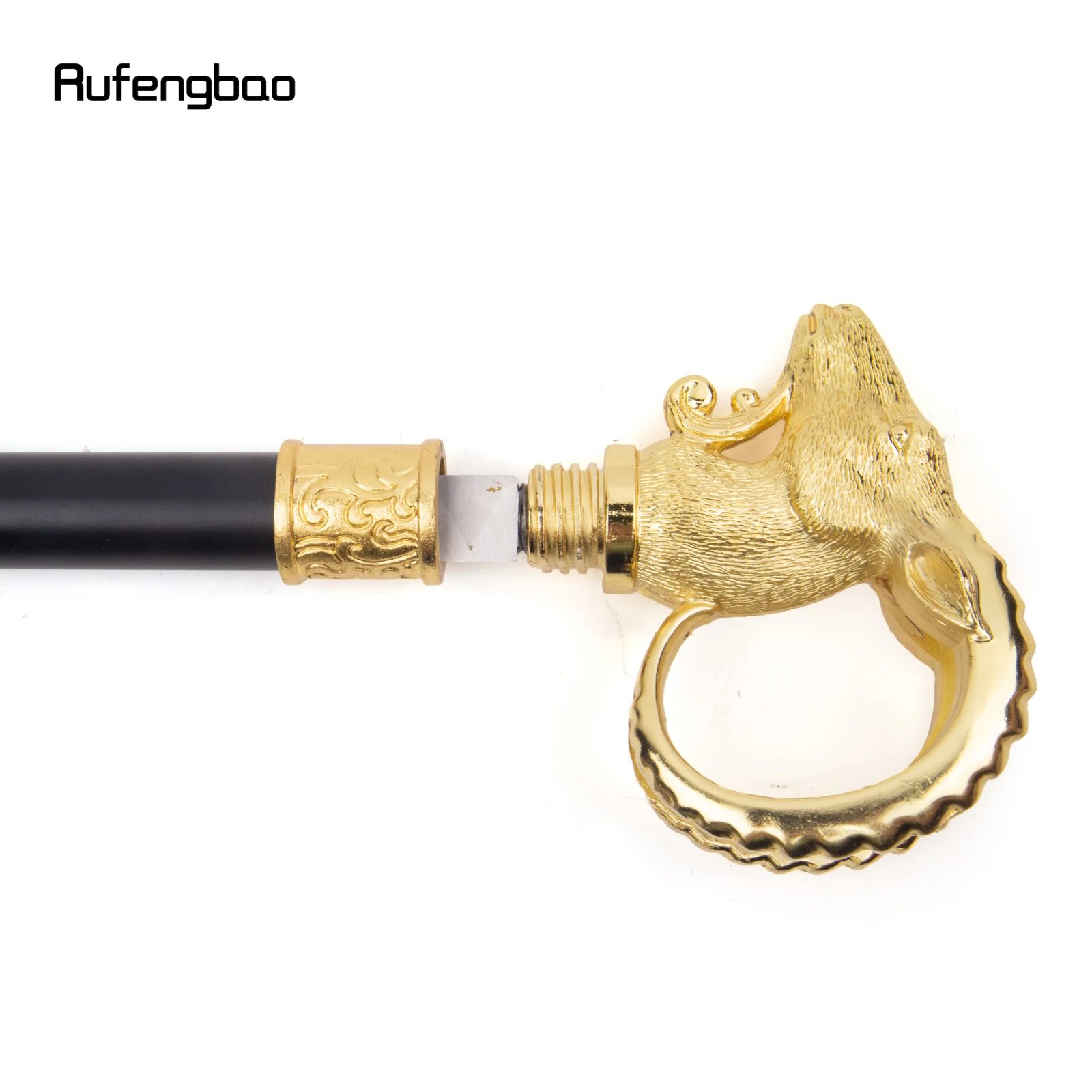 Goldene Ziege Schaf Tier Single Joint Gehstock mit versteckten Platte Selbstverteidigung Mode Rohr Cosplay Crosier Stick 91cm