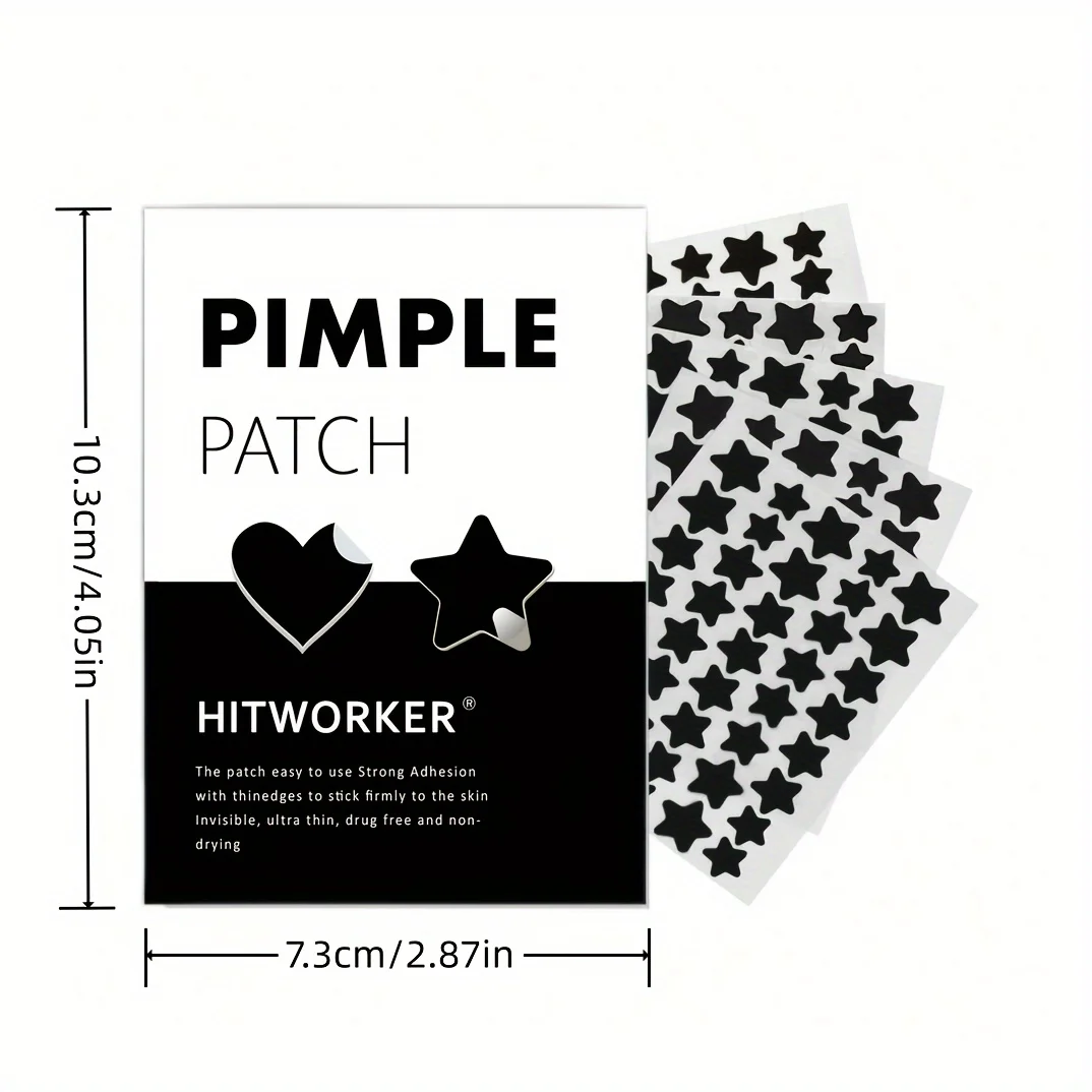 [Hydrocolloid Face Zit Patches] 200 Count Acne Patch Pimple Patch, Black Heart Shaped Acne Cover Patch, Hydrocolloid Acne Patch