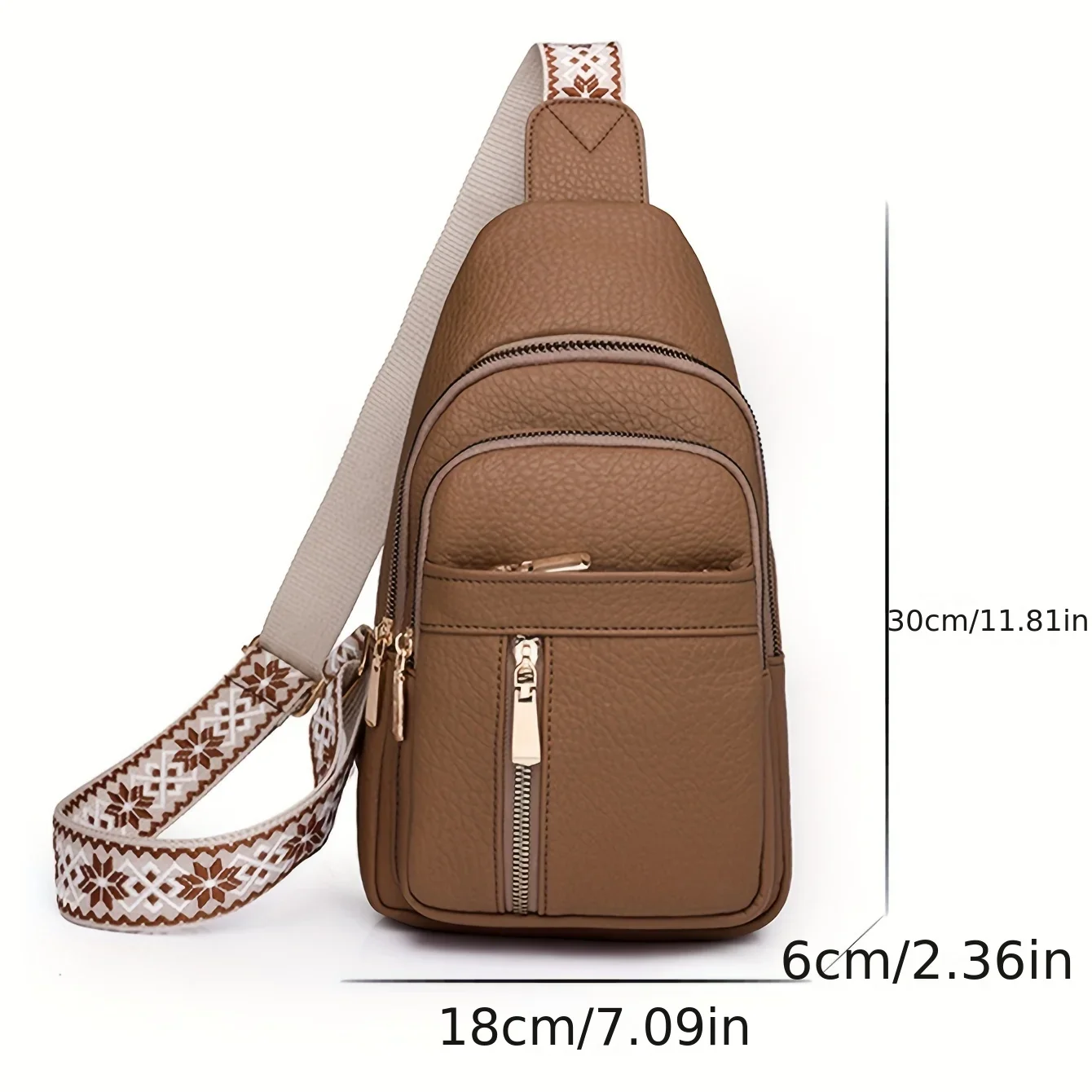Multifuncional Retro Chic PU couro macio Crossbody Bag, vários bolsos com zíper, versátil para lazer e esportes
